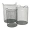 Contemporary Home Living Set of 3 Black Cylinder Wire Storage Container Baskets with Handles 20"